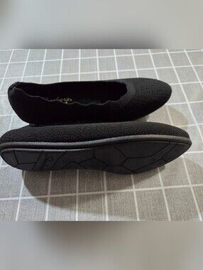 Skechers Black Knit Slip-On Comfort Flat